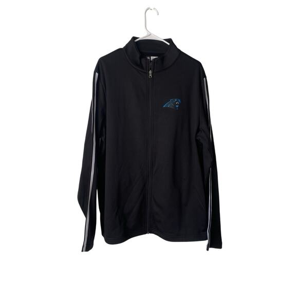 Carolina Panthers Men’s Large Black Full Zip Track Jacket NFL Team Apparel Logo - Picture 1 of 8